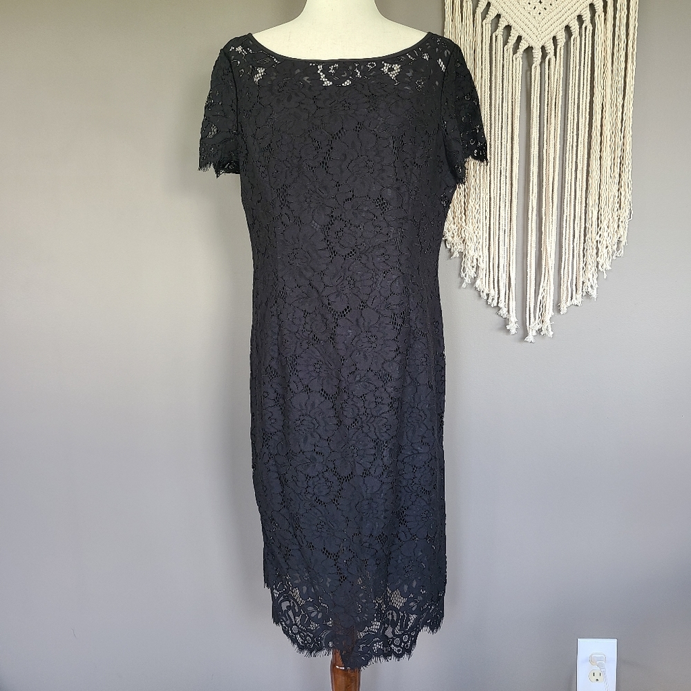 Ann Taylor | Black Lace Shift Dress 14